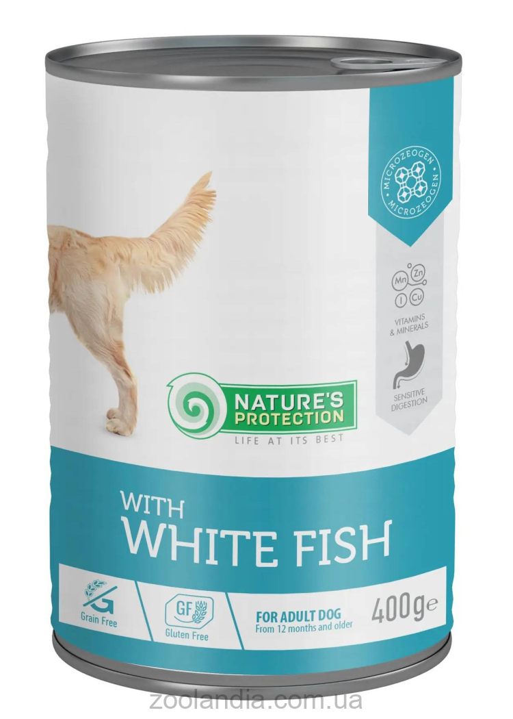 Nature's Protection (Нейчерс Протекшн) with White Fish – Влажный корм для взрослых собак (рыба)