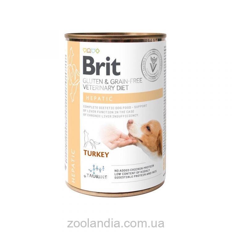 Brit (Брит) VetDiets Dog Hepatiс - Влажный корм для собак с заболеванием печени (индейка/горошек)