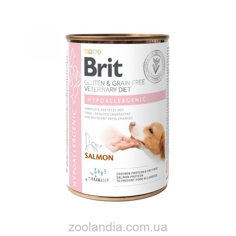 Brit (Брит) VetDiets Hypoallergenic - Влажный корм для собак с пищевой аллергией или непереносимостью (лосось/горошек)
