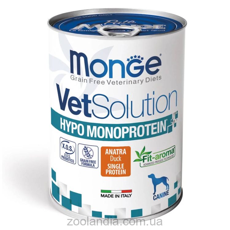 Monge (Монж) VеtSolution Wet Hypo Monoprotein Duck Canine Dog - Влажный корм для собак с пищевыми расстройствами с уткой