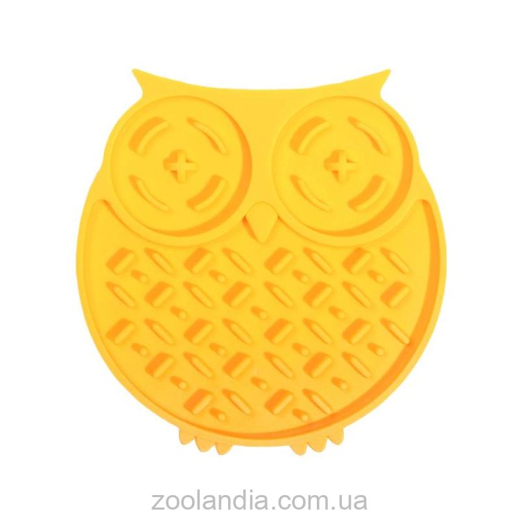 WahoPet (ВахоПет) - Коврик-кормушка "Сова" силиконовая,желтый