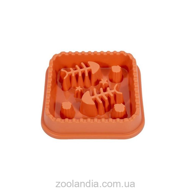 WahoPet (ВахоПет) - Миска для медленного кормления, с рыбками, оранжевая