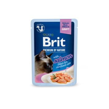 Brit Premium (Брит Премиум) Delicate Fillets in Gravy Salmon For Sterilised - Влажный корм для стерилизованных кошек филе в соусе лосось