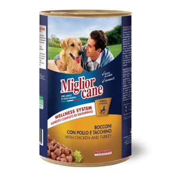 Migliorcane (Миглиор Канэ) - Влажный корм для собак с кусочками курицы и индейки