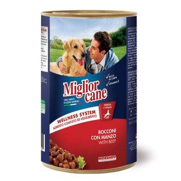 Migliorcane (Миглиор Канэ) - Влажный корм для собак с кусочками говядины
