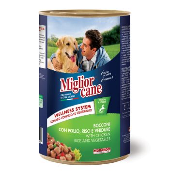 Migliorcane (Миглиор Канэ) - Влажный корм для собак с кусочками курицы, рисом и овощами