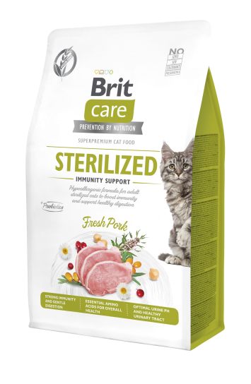 Brit Care (Брит Кеа) GF Sterilized Immunity Support - Беззерновой корм для стерилизованных кошек с чувствительным пищеварением (свинина)