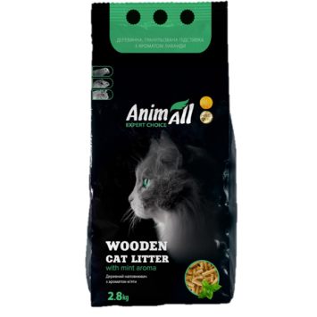 AnimAll (ЭнимАлл) - Наполнитель древесный для кошачьих лотков, аромат мяты
