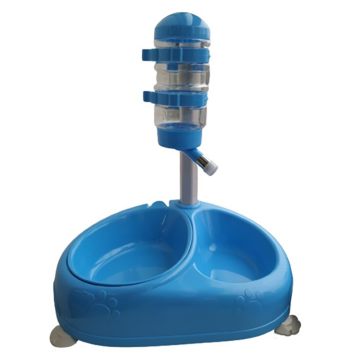 AnimAll (ЭнимАлл) - Поилка кормушка двойная на подставке, голубая