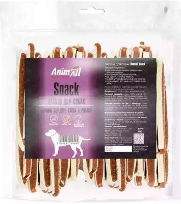 AnimAll (ЭнимАлл) Snack - Лакомства для собак утиные сэндвич-стики с рыбой