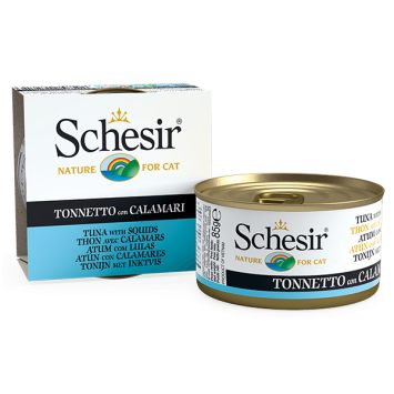 Schesir (Шезир) Tuna with Squid влажный корм для кошек с тунцом и кальмаром, банка