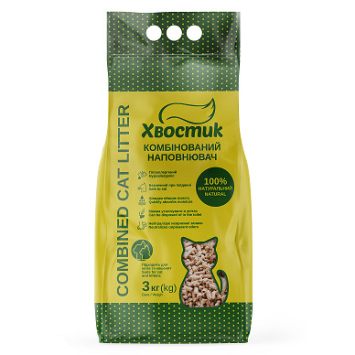 Хвостик Combined Натуральный - Комбинированный наполнитель без аромата для кошачьего туалета