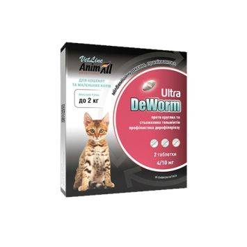 AnimAll VetLine (ЭнимАлл ВетЛайн) DeWorm Ultra - Антигельминтный препарат для кошек и котят до 2кг, 2 таб