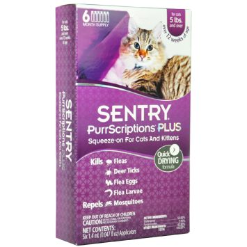 Sentry (Сентри) PurrScriptions - Капли от блох и клещей для кошек от 2,2 кг (1,4мл)