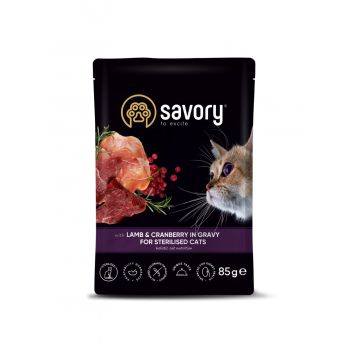 Savory (Сейвори) Sterilised Cats Lamb & Cranberry -  Влажный корм для взрослых кастрированных котов с ягненком и клюквой (соус)