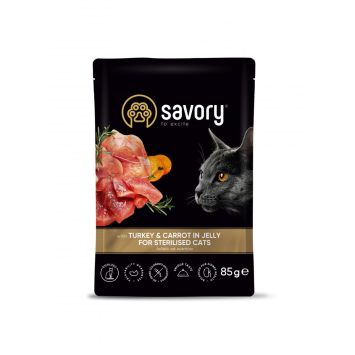 Savory (Сейвори) Sterilised Cats Turkey & Carrot - Влажный корм для взрослых кастрированных котов с индейкой и морковью (желе)