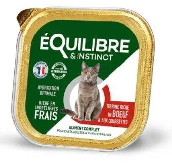 Equilibre & Instinct Влажный корм для стерилизованных кошек с говядиной и кабачком, паштет, 85 г