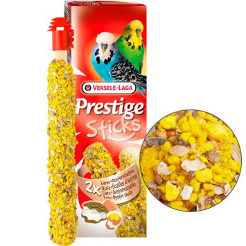 Versele-Laga Верселе-Лага Prestige Sticks Budgies Eggs&Oyster Shells -  Лакомство для волнистых попугаев, яйца и раковины устриц лакомство для волнистых попугаев