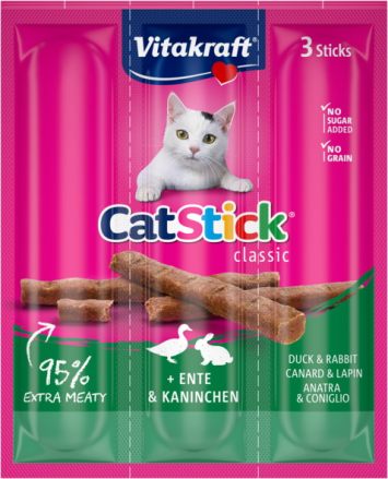 Vitakraft (Витакрафт) - Лакомство для кошек мясные палочки с уткой и кроликом,3 шт*6 г