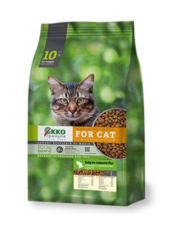 Екко-Гранула - Сухий корм для котів всіх порід для виведення вовни