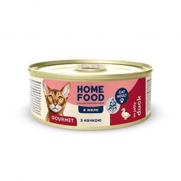 Home Food (Хом Фуд) - Полнорационный консервированный корм для привередливых взрослых кошек с уткой в желе