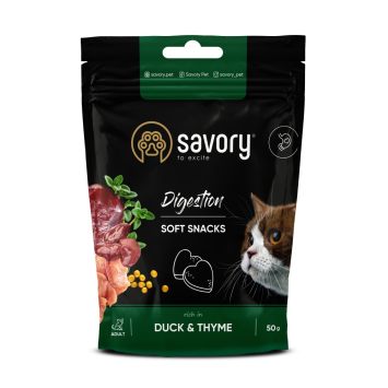 Savory (Сейвори) Digestion - Мягкие лакомства для улучшения пищеварения кошек, утка с тимьяном