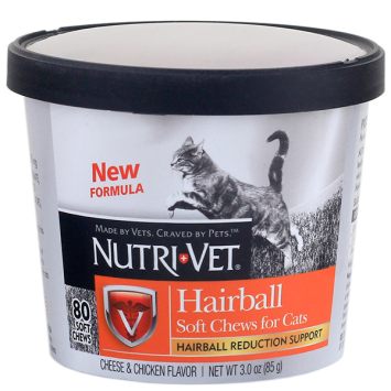 Nutri-Vet Hairball Soft Chews Нутри-Вет Хэирболл жевательные таблетки для выведения шерсти котов
