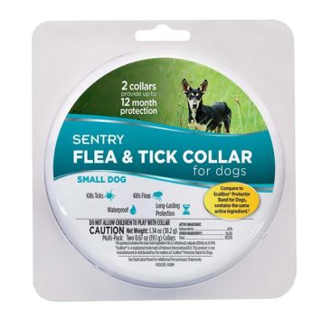 Sentry (Сентри) Flea&Tick Small - Ошейник от блох и клещей для собак малых пород, 6 месяцев защиты, 2 шт