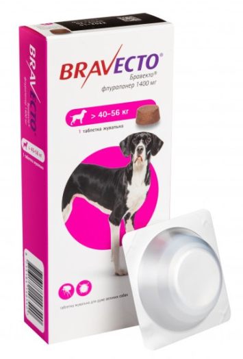 Bravecto (Бравекто) XL Жевательная таблетка от блох и клещей для собак 40-56 кг (1 таблетка)