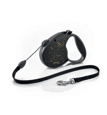 Flexi (Флекси) Standard S - Поводок-рулетка для собак, трос (5 м, до 12 кг) черный, SONDER DIAMOND