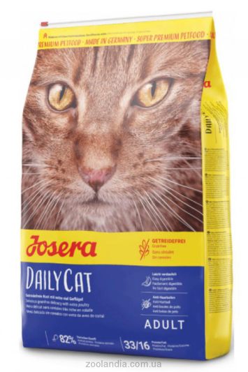 Josera (Йозера) DailyCat - корм для взрослых кошек с чувствительным пищеварением, с птицей и картофелем