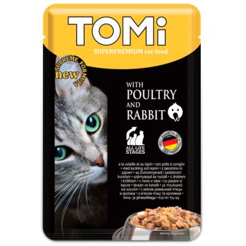 TOMi Poultry Rabbit ТОМИ ПТИЦА КРОЛИК суперпремиум влажный корм, консервы для котов, пауч