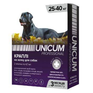 Unicum (Уникум) PRO - Капли от блох и клещей на холку для собак  25-40 кг