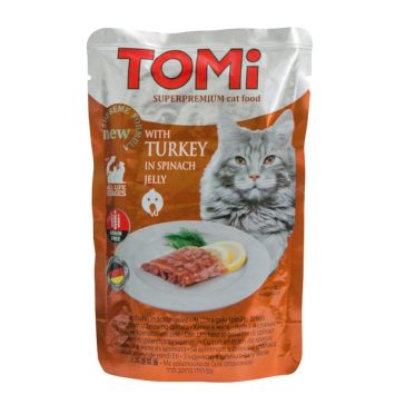 Tomi (Томи) Turky in spinach jelly - Влажный корм для кошек (индейка с шпинатном в желе), пауч
