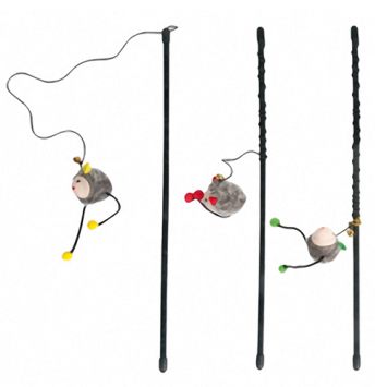 Karlie-Flamingo (Карли-Фламинго) Rod With Mouse игрушка для кошек, удочка дразнилка с мышкой, 47см