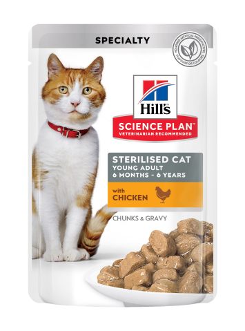 Hill's (Хиллс) Science Plan Young Adult Sterilised Влажный корм для стерилизованных молодых взрослых кошек, с курицей, 85г