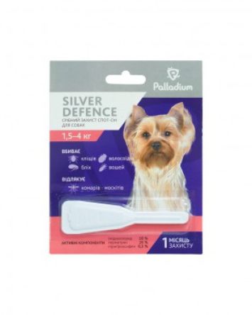 Silver Defence (Силвер дефенс спот-он) Капли на холку от блох, клещей и комаров для собак весом 1,5-4 кг