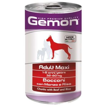 Gemon (Джемон) Dog Maxi Adult Chunks with Beef&Rice - Влажный корм с говядиной и рисом для взрослых собак крупных пород (кусочки в желе)