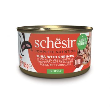 Schesir (Шезір) Tuna Prawns - Вологий корм для котів тунець з креветками, банка