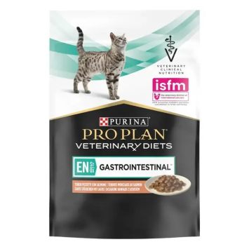 Purina Pro Plan Veterinary Diets EN Gastrointestinal - Влажный полнорационный диетический корм для котят и взрослых кошек при болезнях желудочно-кишечного тракта, кусочки в подливке с лососем