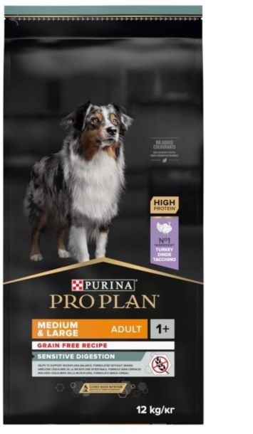 Purina Pro Plan (Про план) Medium&Large Adult Sensitive Digestion Turkey - Сухой беззерновой корм для взрослых собак средних и крупных пород с индейкой