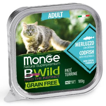 Monge (Монж) BWild Grain Free Wet Cod Fish Adult Cat - Влажный корм для взрослых кошек, треска с овощами