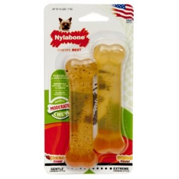 Nylabone Flexi Chew Twin Pack Нилабон  жевательная игрушка кость для собак до 7 кг с умеренным стилем грызения, комплект, два вкуса
