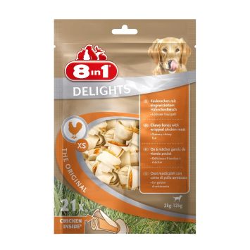 8in1 (8в1) Delights Bones Bag XS - Косточки для чистки зубов с мясом курицы для собак мелких пород