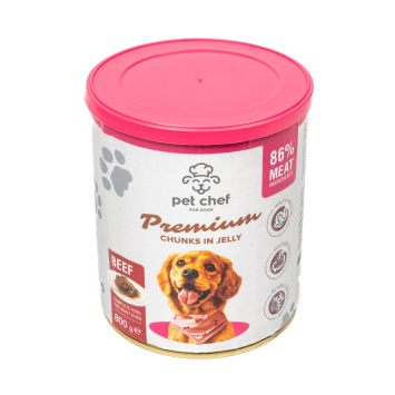 Pet Chef - Консервований корм для собак кусочки в желе с говядиной