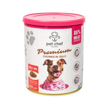 Pet Chef - Консервований корм для собак кусочки в желе мясной микс