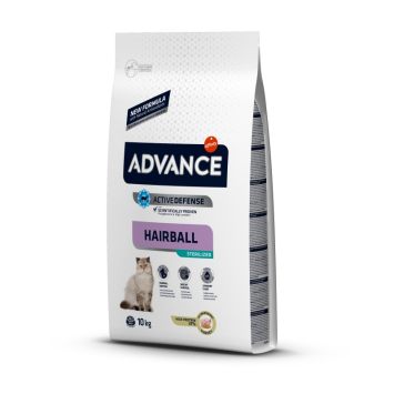 Advance (Эдванс) Cat Hairball Sterilized корм для стерилизованных кошек для выведения шерсти индейкой и ячменем