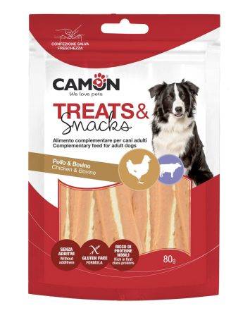 Camon (Камон) Treats & Snacks - вяленое лакомство для собак из курицы и говядины 12см 80г