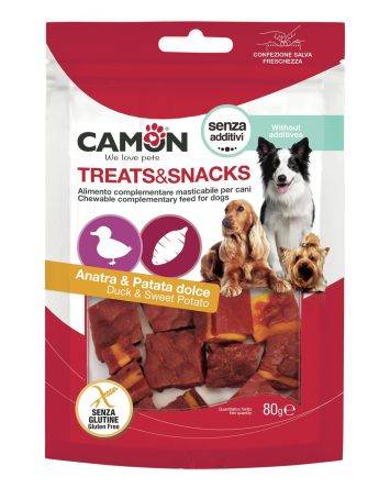 Camon (Камон) Treats & Snacks - лакомство для собак квадраты с уткой и бататом 80г