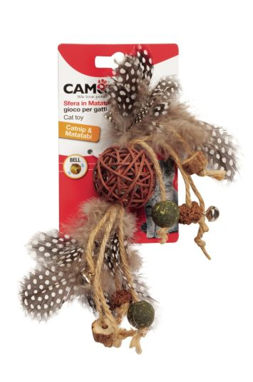 Camon (Камон) - Игрушка для кота Мататаби мяч с веревками, колокольчиком и кошачьей мятой